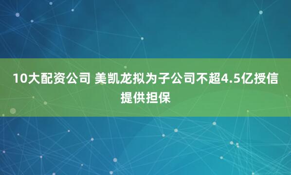 10大配资公司 美凯龙拟为子公司不超4.5亿授信提供担保